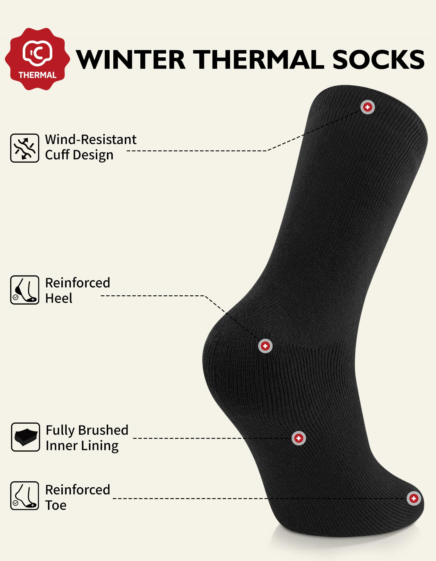 CLOSEMATE 2 Paires Chaussettes Chaudes Homme 39-42 43-46 Thermiques Épaisses Confortables pour l'Hiver en Noir Bleu Gris