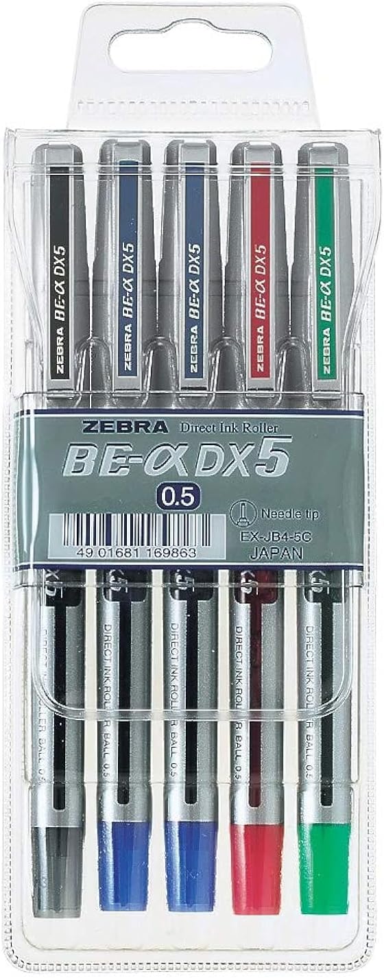 Zebra DX5 0.5 Liquid Ink Rollerball Pen Set - 5 Color Value Pack