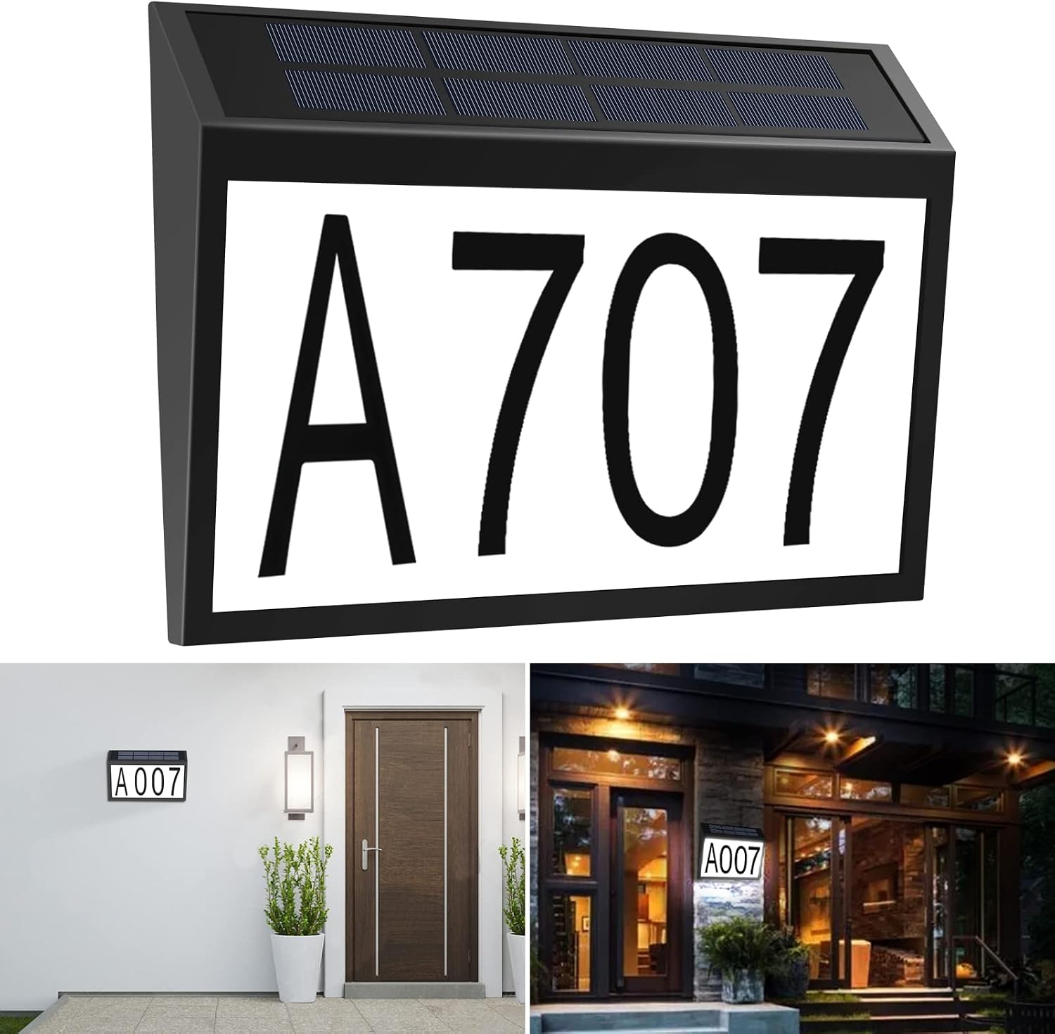 Aflifli Solar House Number Light Waterproof, Wall Mount Address Numbers Sign, Auto on/off & Customized Letter and Numbers for Door Fence