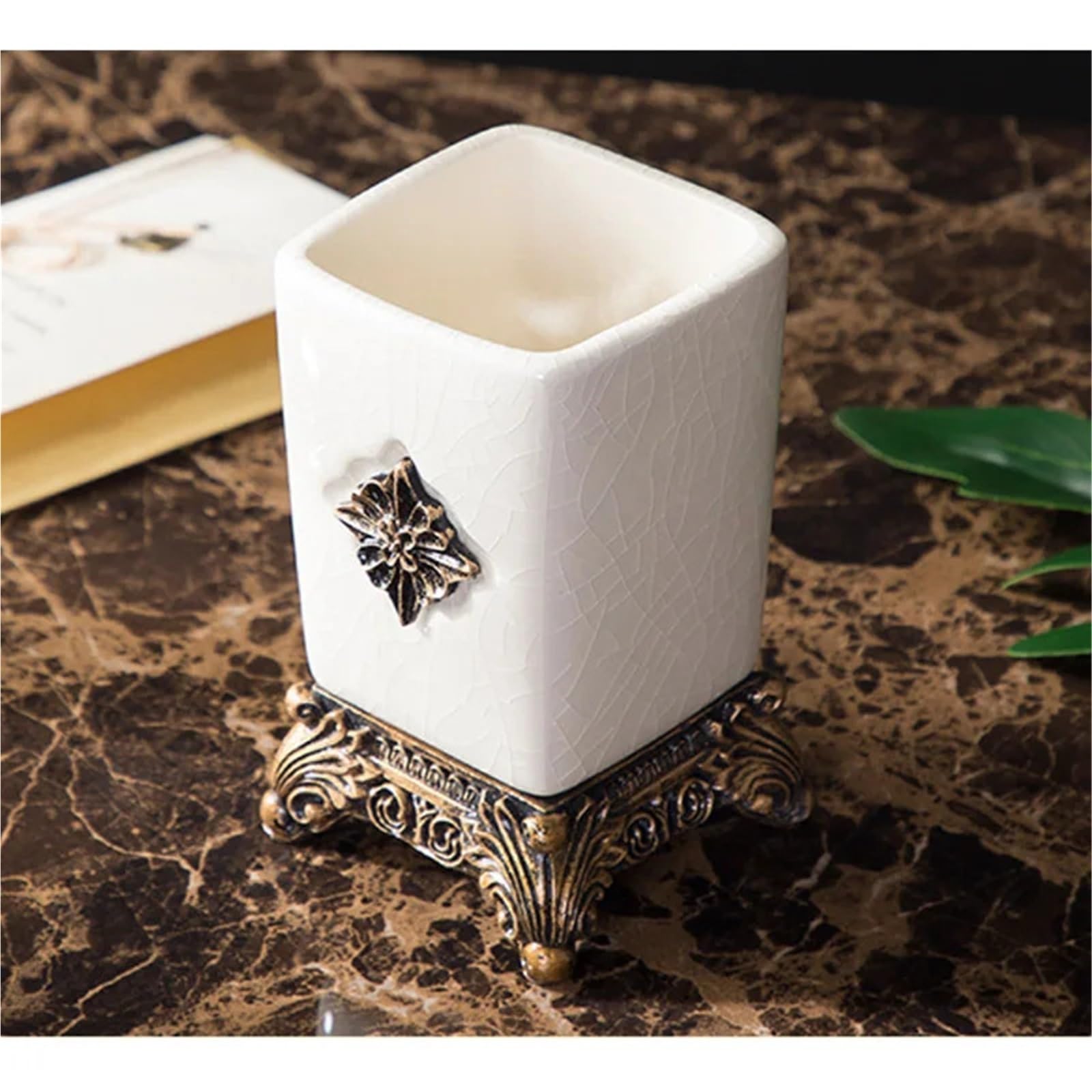 Berührungsloser Seifenspender zur Wandmontage, Seifenspender-Badezimmerset, Badezimmerzubehör, Seifenspender, Seifenschale und Zahnbürstenhalter, Retro-Luxus-Stil(Soap Dish 1)