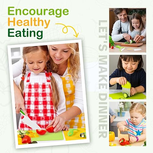 Miniatura 6 de Juego de cuchillos para niños pequeños, 13 piezas, cuchillos para cocina real, juego de cuchillos de cocina seguros Montessori para niños pequeños,