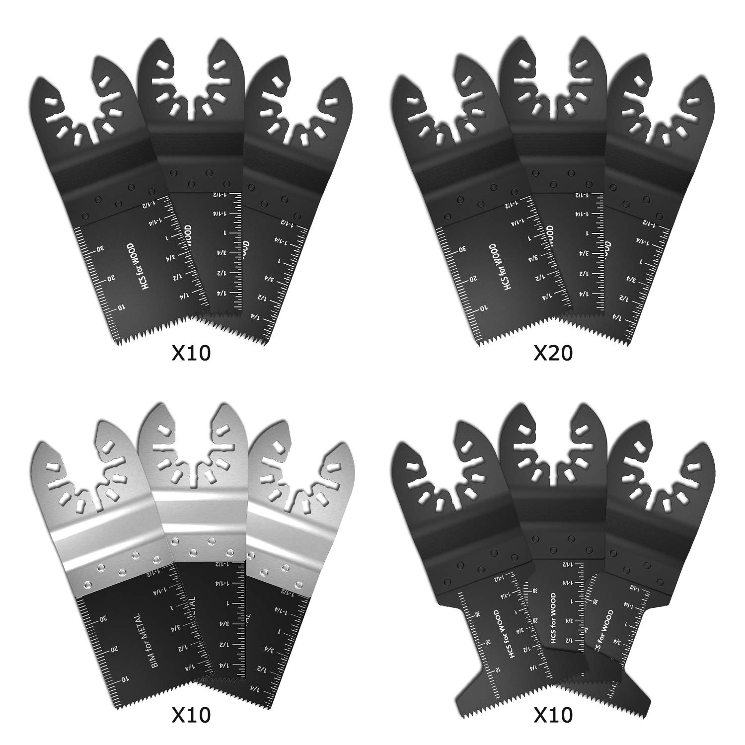 Kit di lame per sega, accessori oscillanti, Quick Release Multi Tool, lame Multitool, utensili elettrici lame per sega Fein Multimaster, Dremel, Bosch, Makita (50 pezzi)