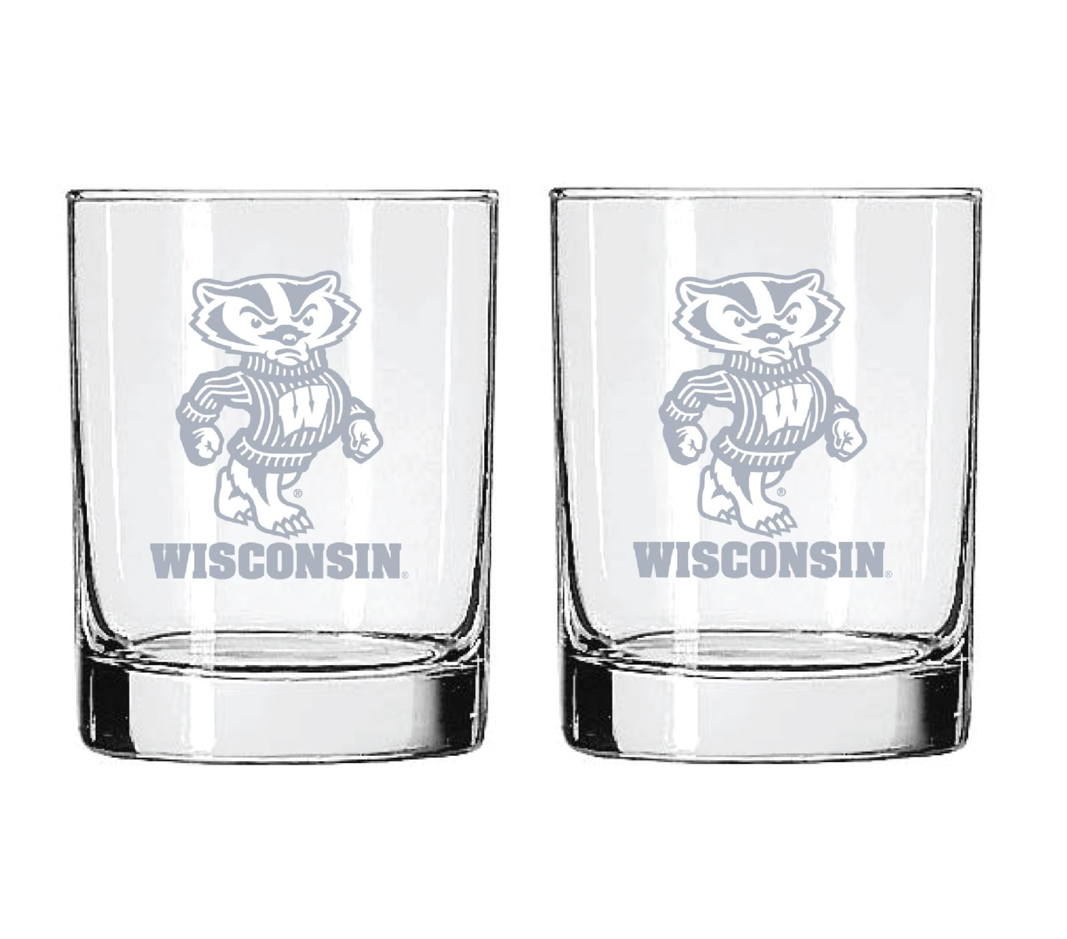 Wisconsin Badgers Satin Finish Rock Glass Set of 2 14oz