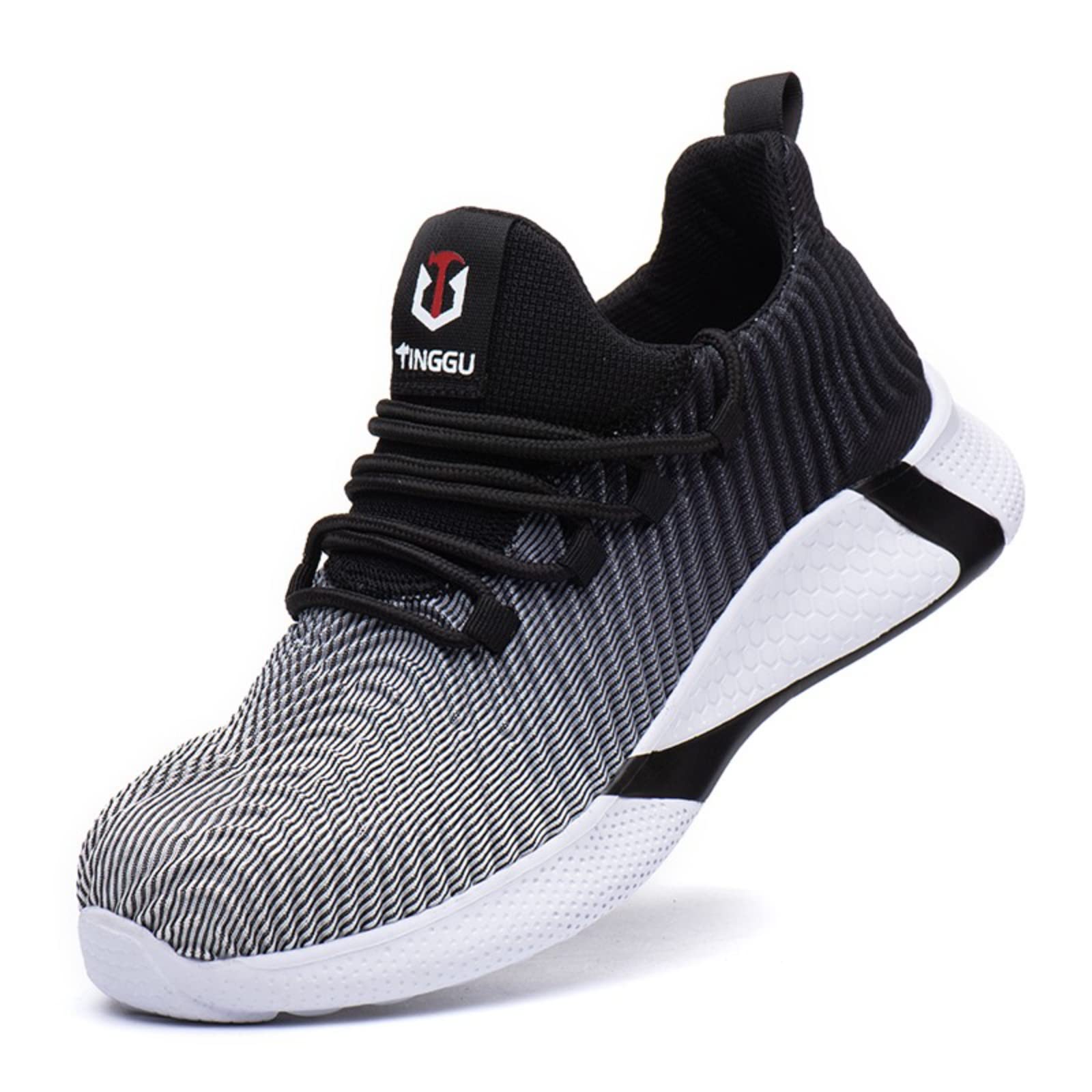 Micoklinlin Mens Steel Toe Shoes Lightweight Breathable Safety Shoes for Men Industrial Construction Non-Slip Work Sneakers Gradient Blue