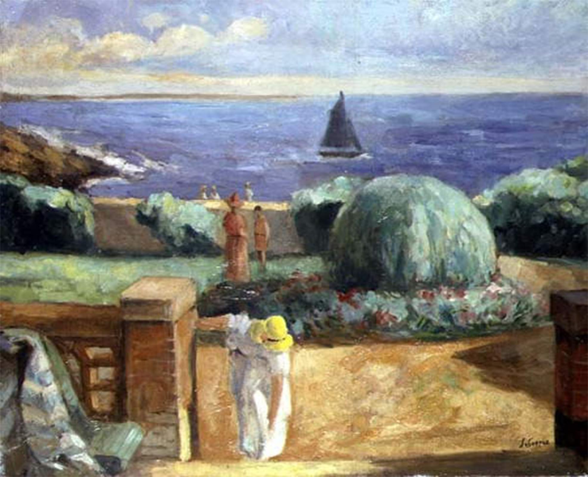 SERENDIPITP Vintage Wall Art Canvas Nordic Poster Canvas Print Picture Woman on the Terrace At Prefailles by Henri Lebasque Wall Art Poster for Home Decor 60x90cm