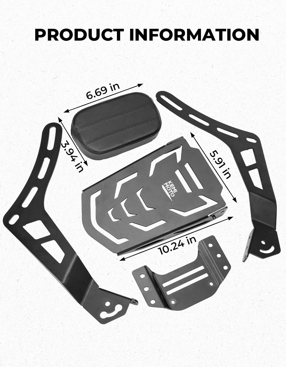 KEMIMOTO Sissy Bar with Folding Luggage Rack Compatible with Rebel CMX 500 300 2017-2025 Passenger Backrest Rear Pad Motorcycle Rear Rack Backrest Bar