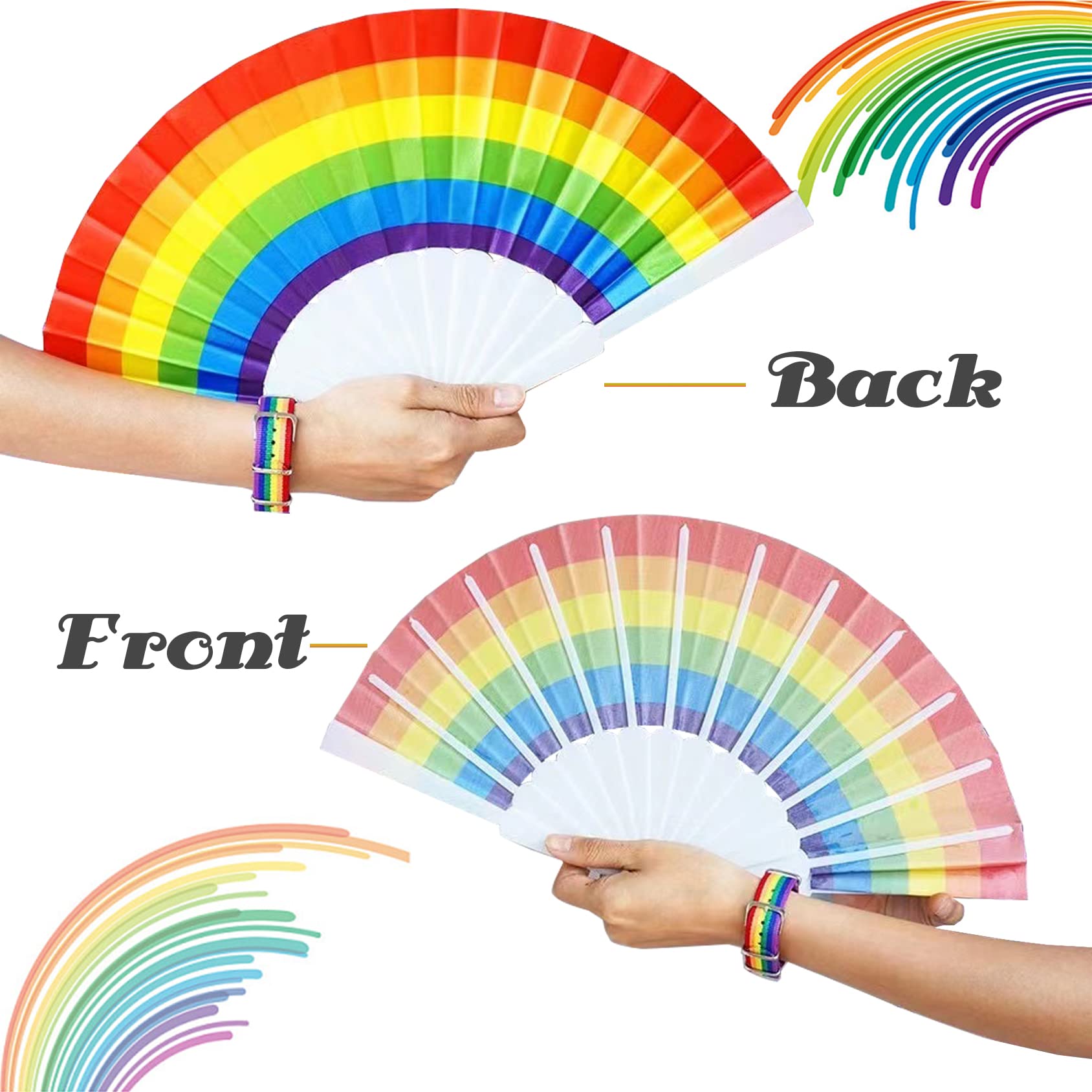 Éventail pliable arc-en-ciel, pour décoration De s... - Grandado