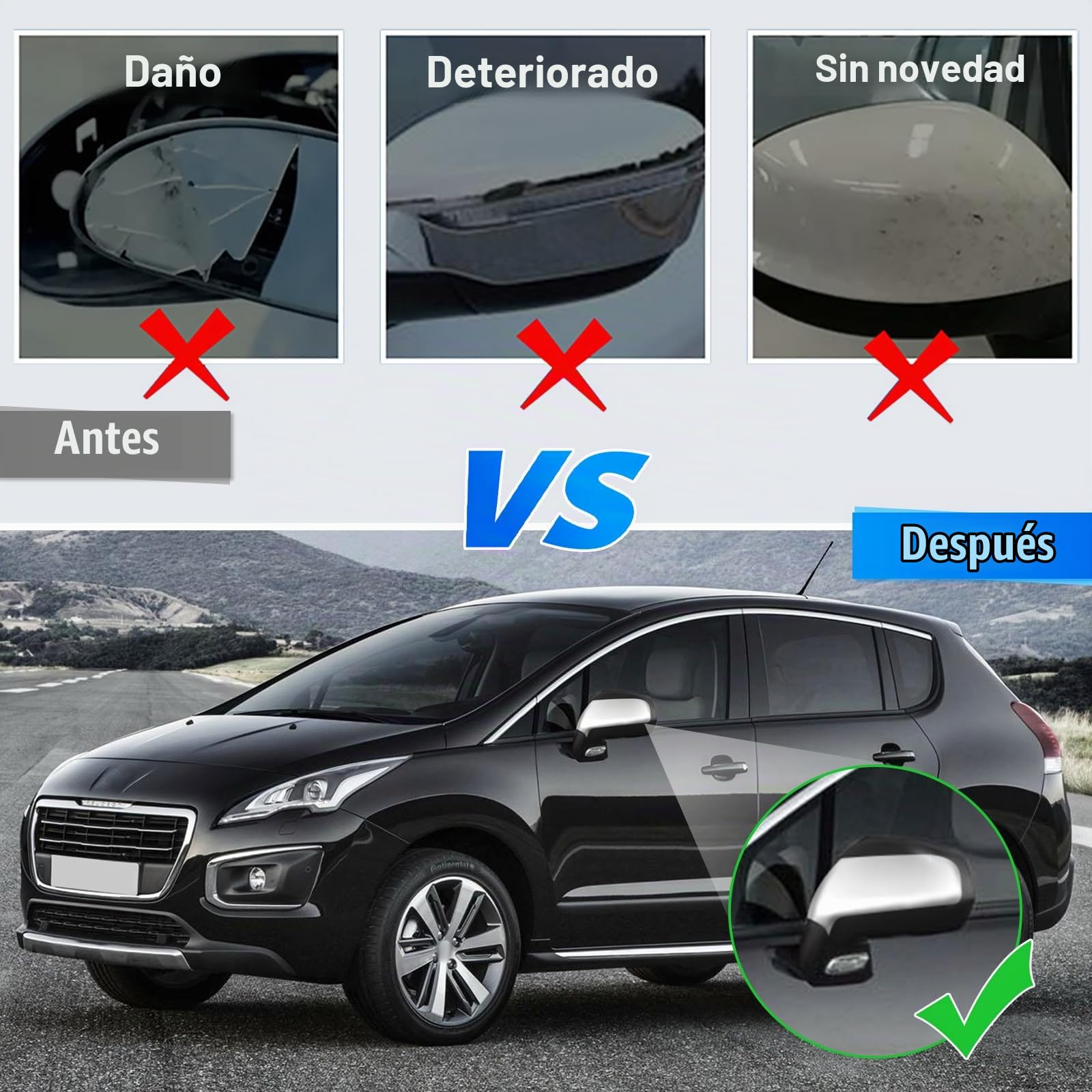 Tapa del Espejo Retrovisor para Peugeot 3008 T84 5008 T87 2009-2016