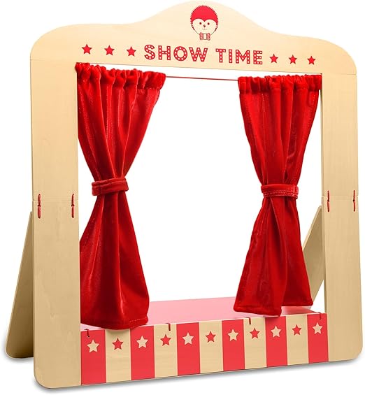 Kipod Wooden Tabletop Puppet Theater- Interactive Storytelling Playset for Kids- Develops Creativity & Imagination- Portable Wooden Puppet Stage for Fun & Educational Play