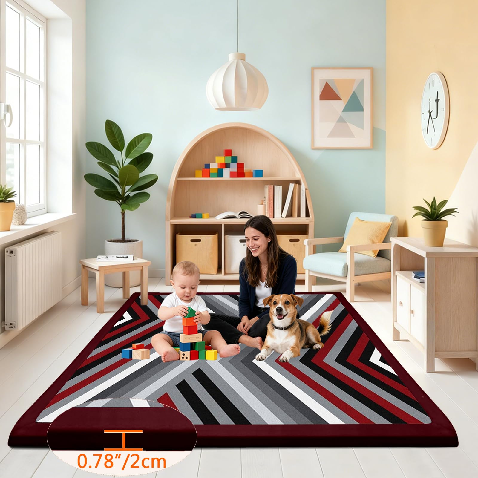 Krabbelmatte Baby - 2 cm Dicke Spielmatte - weich Teppich Kinderzimmer - rutschfeste Schaumstoffmatte - Spielteppich Kinder - Krabbeldecke warm - Kinderteppich 60 x 180cm