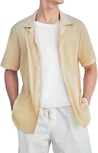 Enlision EZS1711 Open Collar Shirt, Thin, Summer, High Blend of Cotton, Short Sleeve, Breathable, Lightweight, Plain, Cotton Linen, Casual, Cupa Collar, Event, Vacation