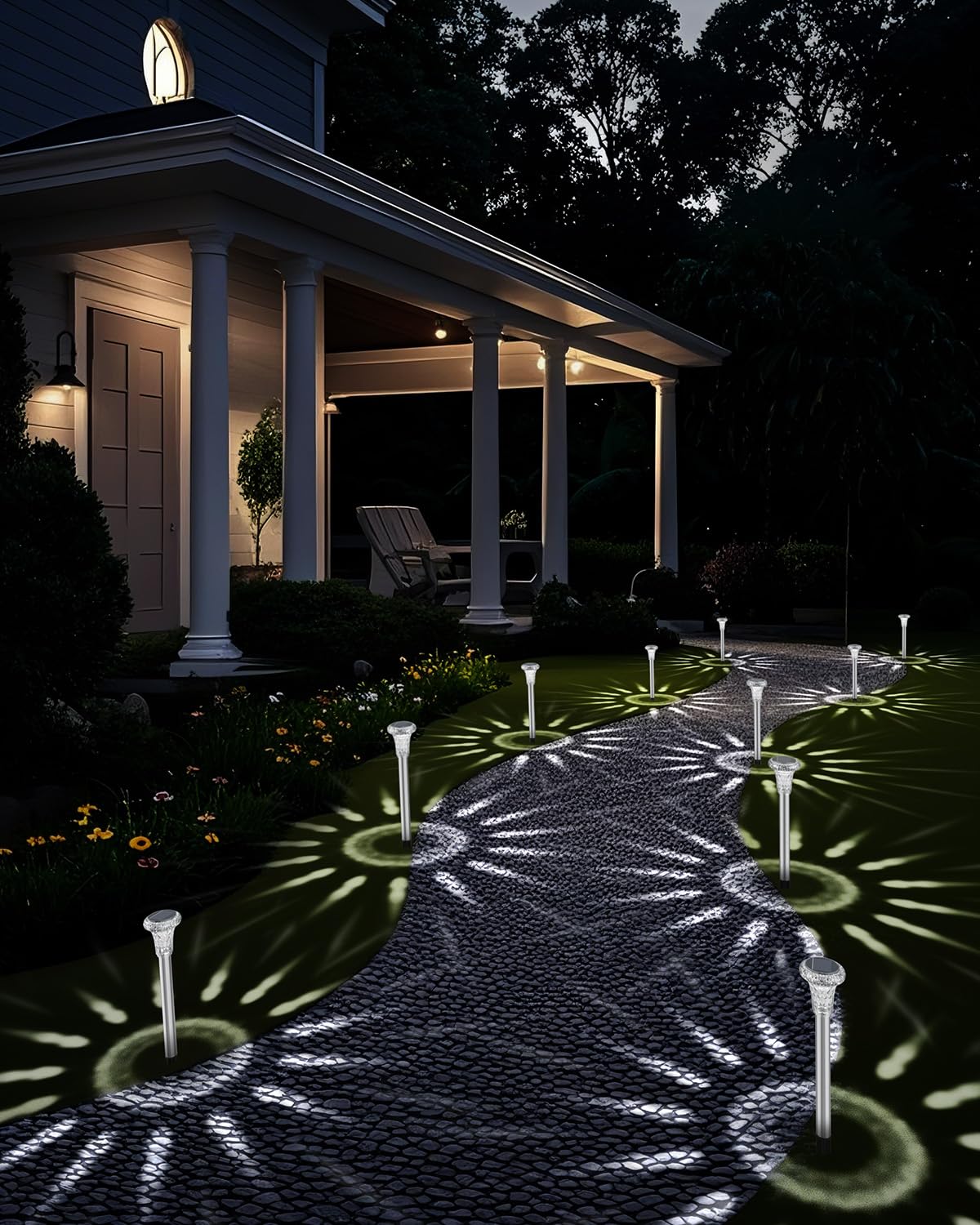 SonPen 6pcs LED Solar Garden Lights, IP65 Solar Garden Lights Stainless Steel Waterproof Energy Saving for Patio Lawn, Yard - Image 2