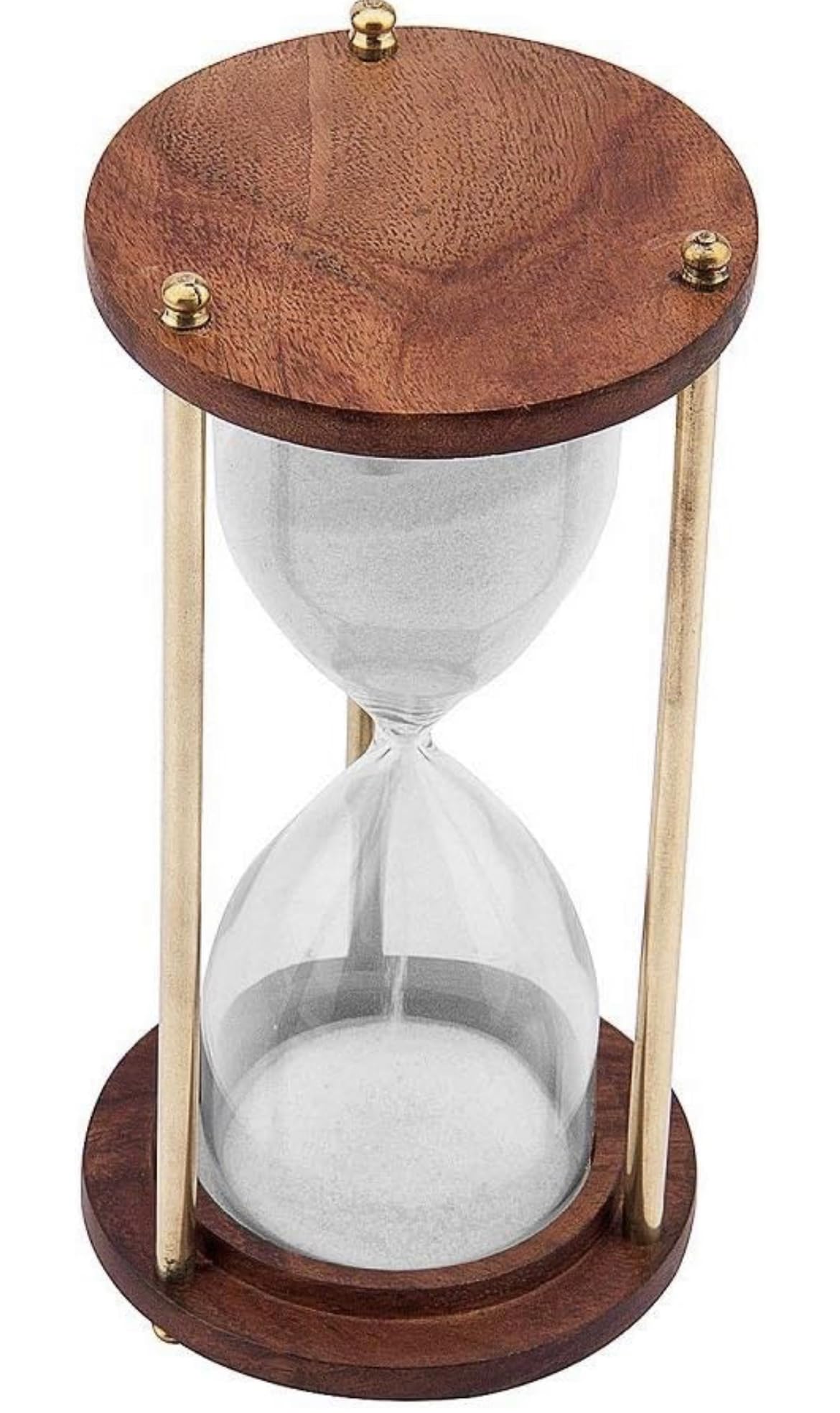 Wooden and Brass Sand Timer Hour Glass Sandglass Clock Ideal for Exercise Tea Making Antique Nautical Décor Theme Height 6 Inches 5 Minutes (Set of 2)