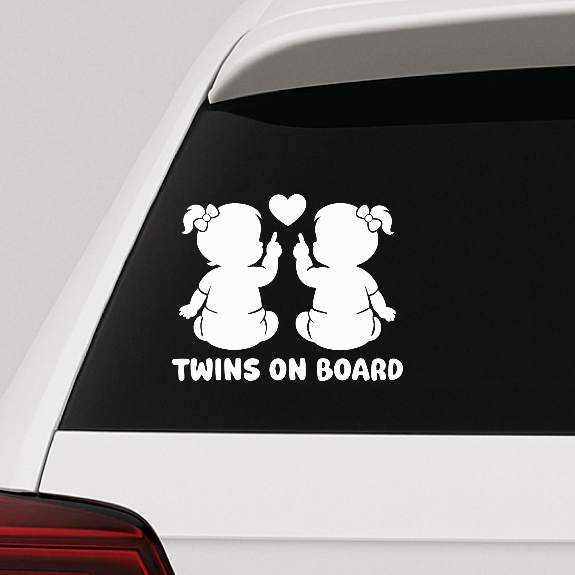 Twins on Board Sticker Car Baby Sticker Twins - Weatherproof Handmade in Germany 13 x 10 cm Boy, Boy, Girl, Girl, Various Colours (White, V3 Girls - Girls)