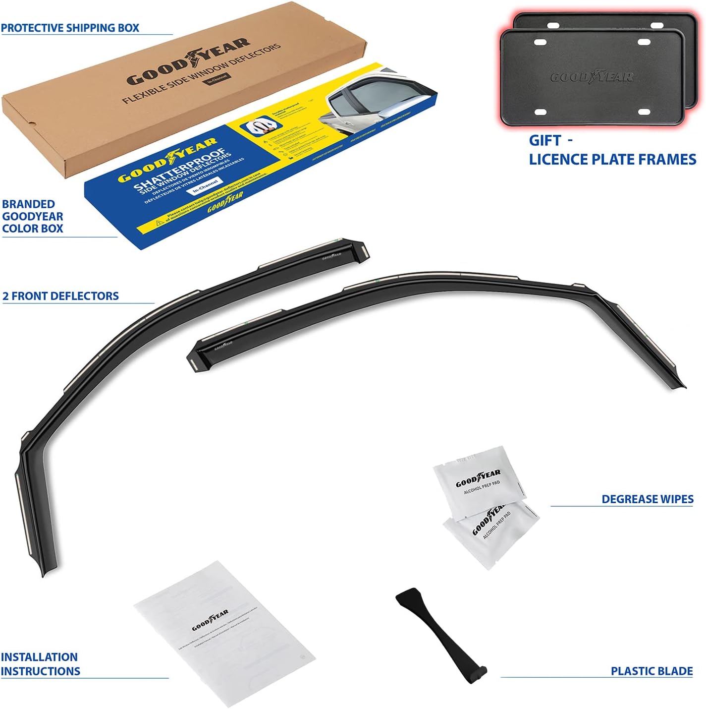Goodyear Shatterproof in-Channel Window Deflectors for Trucks Ford F150 2009-2014 Regular Cab, Standard Cab, Rain Guards, Window Visors for Cars, Vent Deflector, Truck Accessories, 2 pcs- GY003406