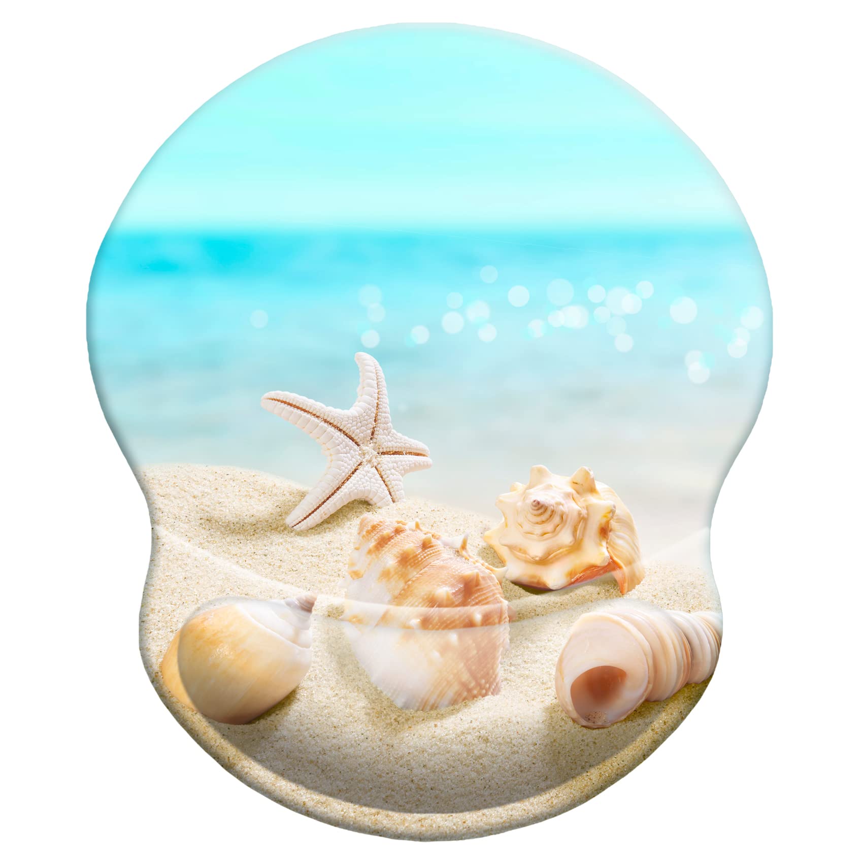 BOTRINUO Ergonomic Mouse Pad with Wrist Support, Gaming Mousepad with Smooth Cloth, Wrist Rest for Computer, Laptop, Home, Office(Shell Beach)