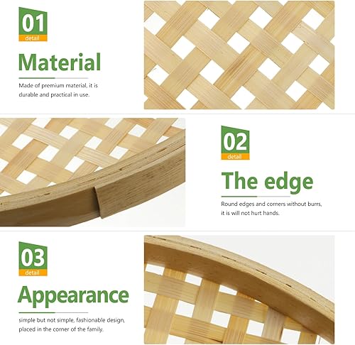 Miniatura 7 de BESTonZON Cestas de pared de tamiz de bambú Decoración de ratán Cesta de frutas y verduras Platos para servir alimentos Cesta de bambú hecha a mano