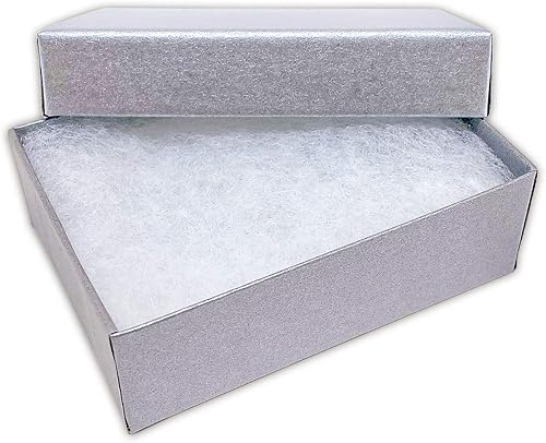 TheDisplayGuys XS - Paquete de 100 cajas de regalo de papel de cartón relleno de algodón #11, color gris perla (2 18 pulgadas x 1 34 pulgadas x 34