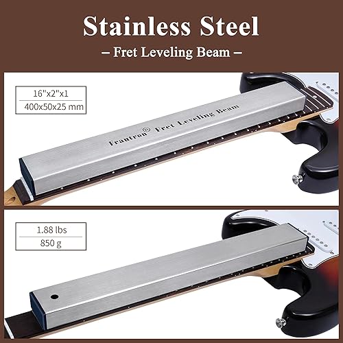 Miniatura 9 de Frautron El kit de herramientas de luthier de guitarra incluye viga de nivelación de trastes de 16 pulgadas, herramienta de configuración de borde