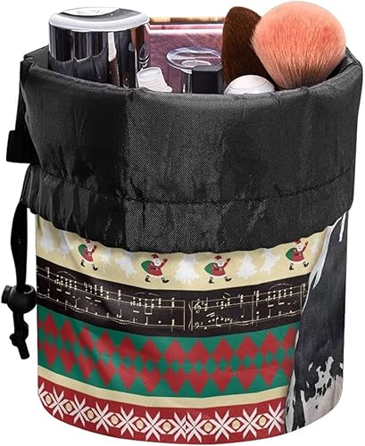 Miniatura 8 de Poceacles Bolsas de maquillaje con cordón para mujer, bolsa de cosméticos de viaje, multifuncional, bolsa de almacenamiento, Mapamundi