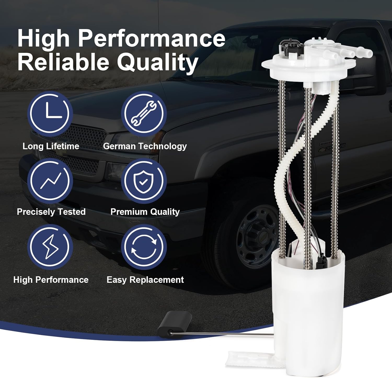 Electric Fuel Pump Module Assembly Compatible with 1999-2004 Chevy Silverado GMC Sierra Pickup 1500 2500 3500 HD 4.3L 4.8L 5.3L 6.0L 8.1L Replace E3500M with Fuel Pressure Sensor Sending Unit