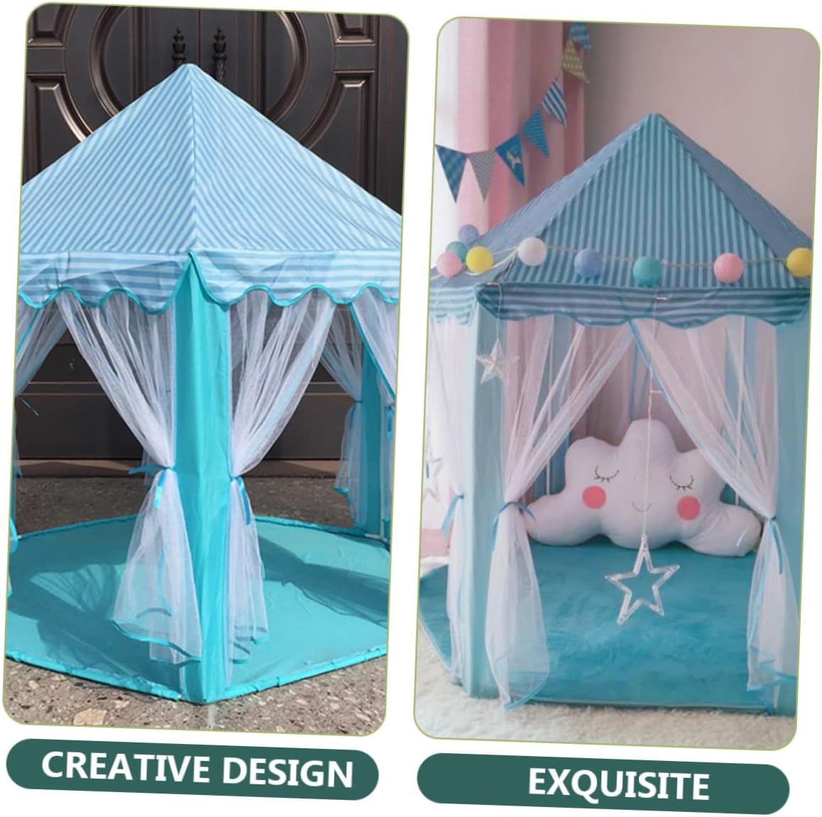 MERRYHAPY Hexagon Princess Play Mat Soft Plush Rug for Room Decorative Tent Carpet for Nursery Bedroom Playroom and Living Room Stylish Design