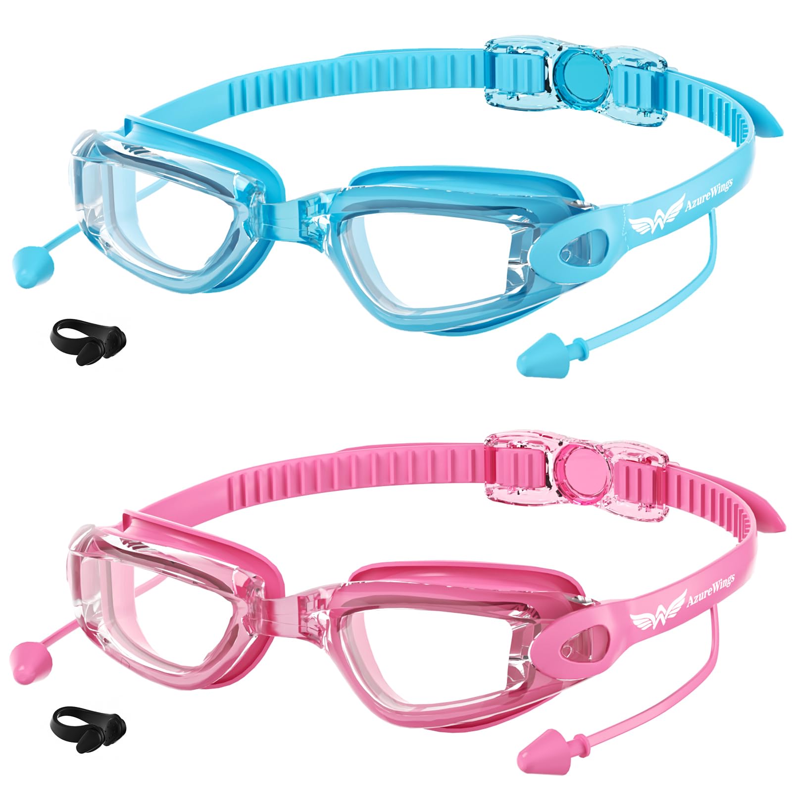 Confezione da 2 occhialini da nuoto anti perdite, anti-appannamento e UV, per adulti, uomini e donne, lenti a specchio HD, lenti a specchio in policarbonato, per acqua e piscina