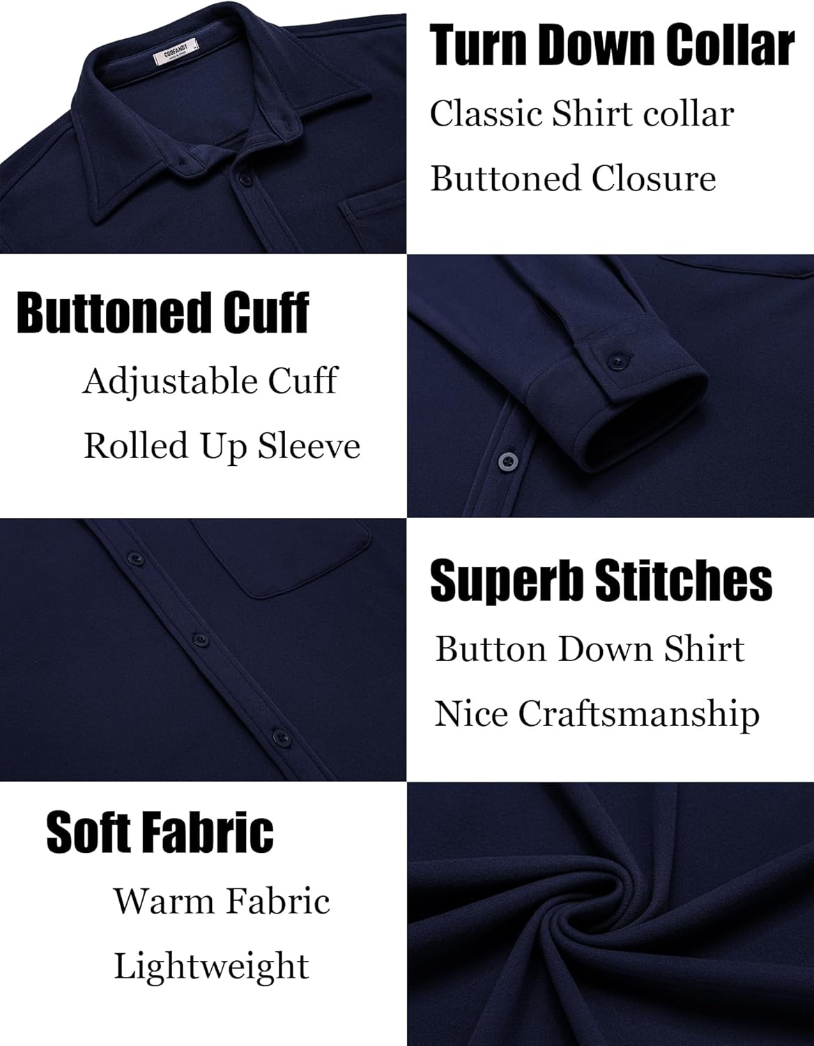 COOFANDY Men's Casual Shirt Long Sleeve Button Down Lightweight Flannel Shirts - Image 5