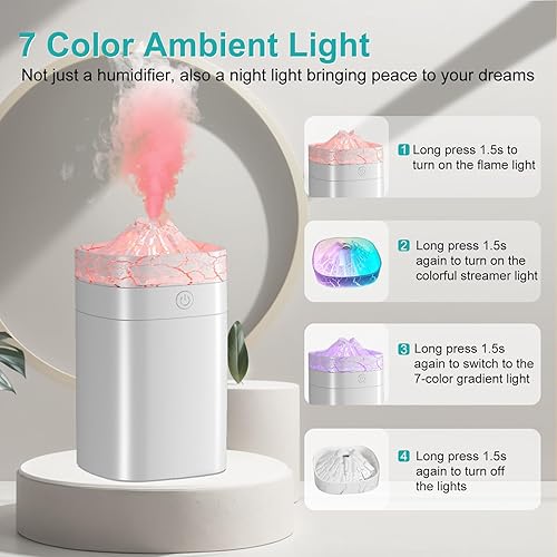 Miniatura 4 de Mini humidificador portátil, humidificador pequeño de 13.5 fl oz con 2 modos de pulverización grande, humidificadores de escritorio personal USB