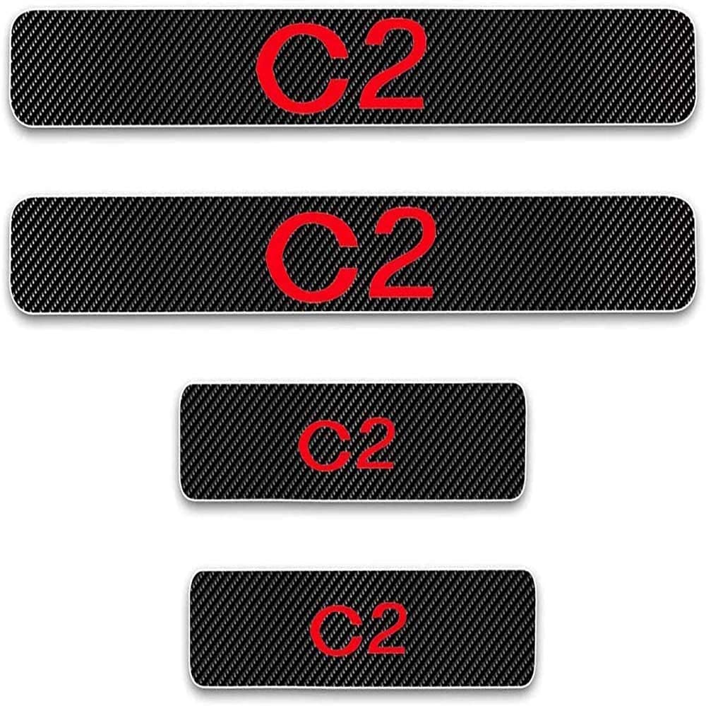 HHKX100822 4pcs Carbon Fiber Auto Door Threshold, Car Carbon Fiber Threshold Pedal, For Citroen C2 Threshold Pedal Anti Scratch Sticker Trim Protection Modeling Accessories