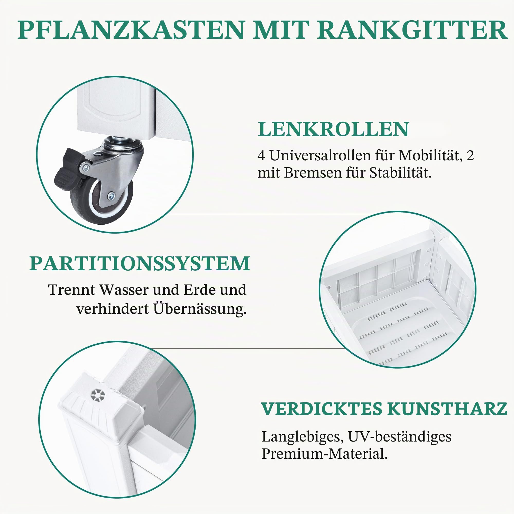 YITAHOME Hochbeete mit Rankgitter 108.5X44X155CM,Abflusslöchern und Rollen