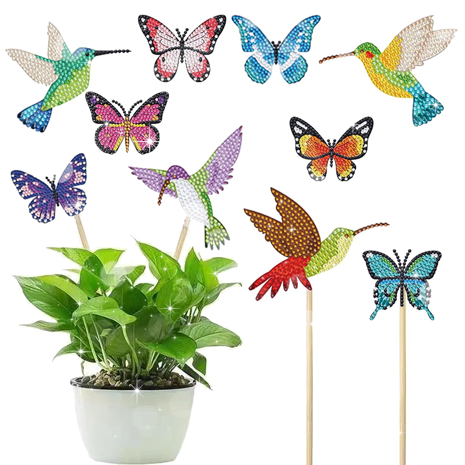 DKDDSSS 10 Pcs Kits de Pintura de Diamantes, DIY 5D Diamond Painting Mariposa para Decoración de Balcones al Aire Libre, Kits de Manualidades de Diamantes para Niños, Niñas y Adultos