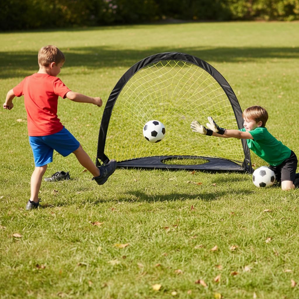 Porta da Calcio Portatile e Pieghevole Bambini, Funzione 2 in 1 per Allenamento e Gioco, da giardino