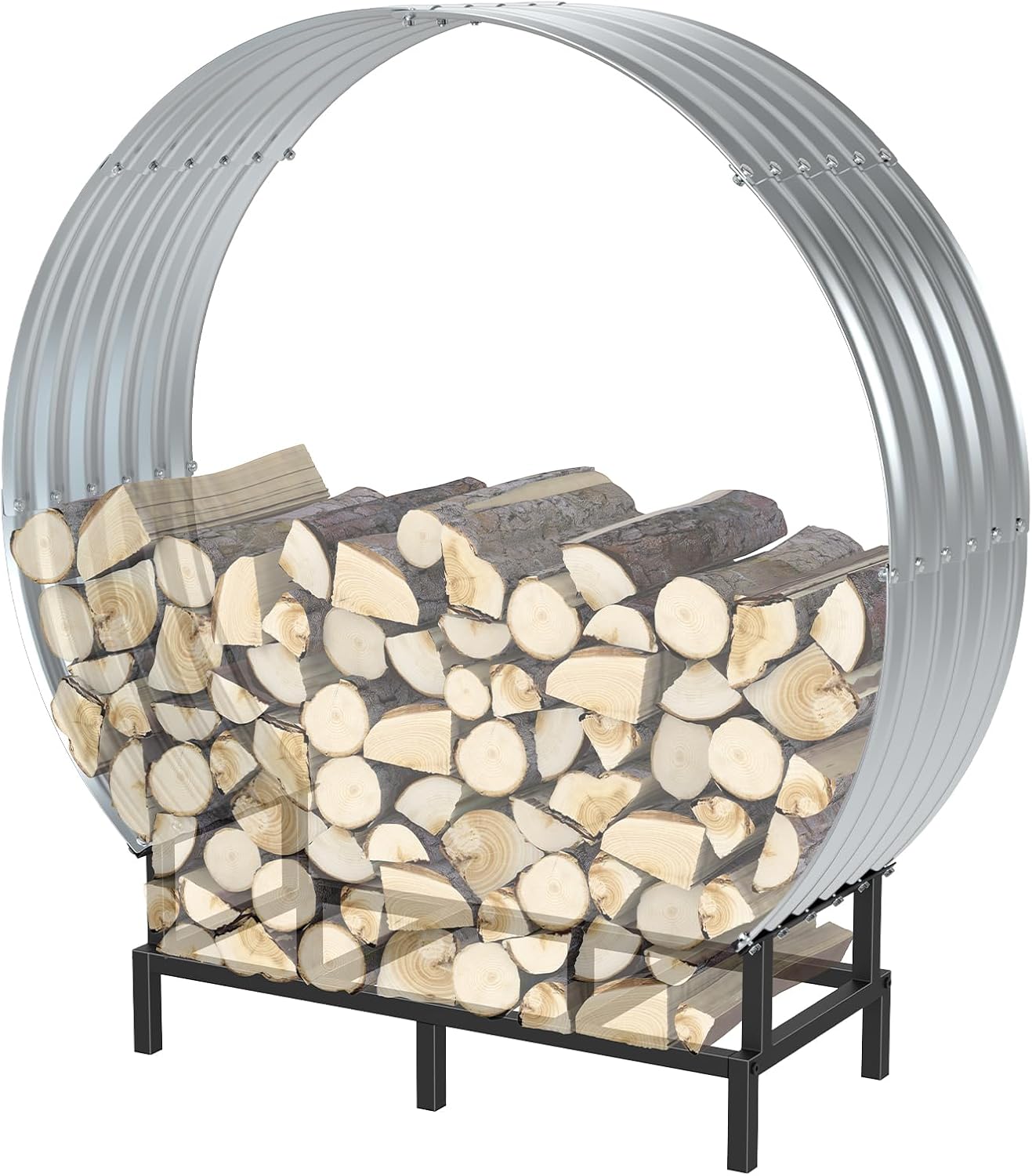 Firewood Rack with Cover 36IN, Outdoor Wood Storage Stand with Waterproof Rustproof Top, Heavy Duty Steel Log Holder for Fireplace, Patio, Garden, Camping, Indoor & Outdoor