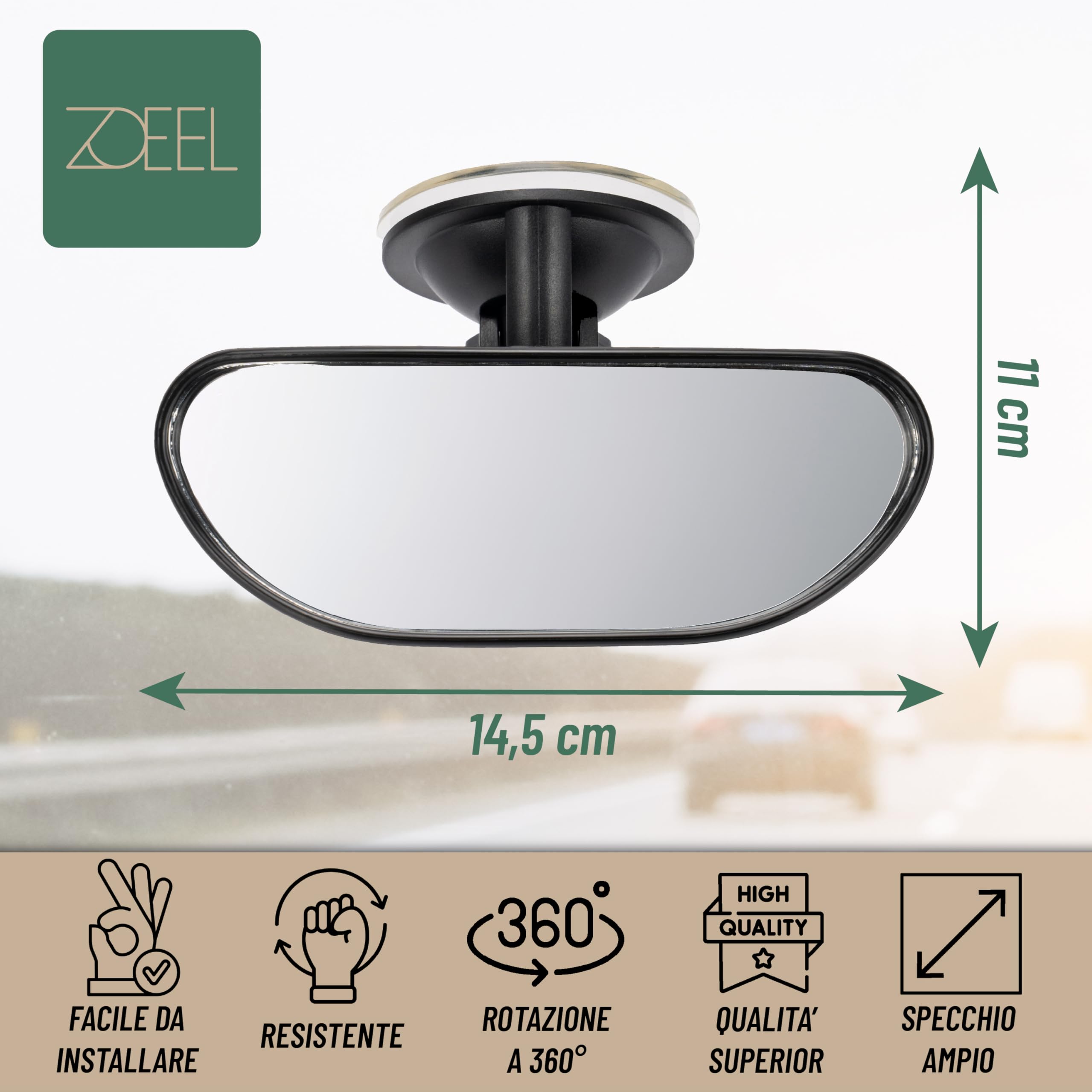 ZOEEL Specchietto Retrovisore Bambini per Auto – Sicuro, Ampio e Regolabile per Monitorare il Neonato in Viaggio