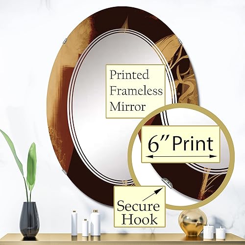 Miniatura 7 de Terra Cotta Chocolate Leaves I- Vanity Mirror, Bathroom Mirrors, Wall Mirrors for Living Room, Bedroom - Round Mirror - Large 24'x24', 32'x32'