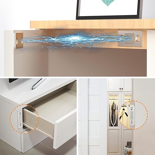 Miniatura 3 de Jiayi Paquete de 8 imanes de acero inoxidable para puertas de gabinete, imanes de cierre ultra finos para cajones y armarios, cierres magnéticos