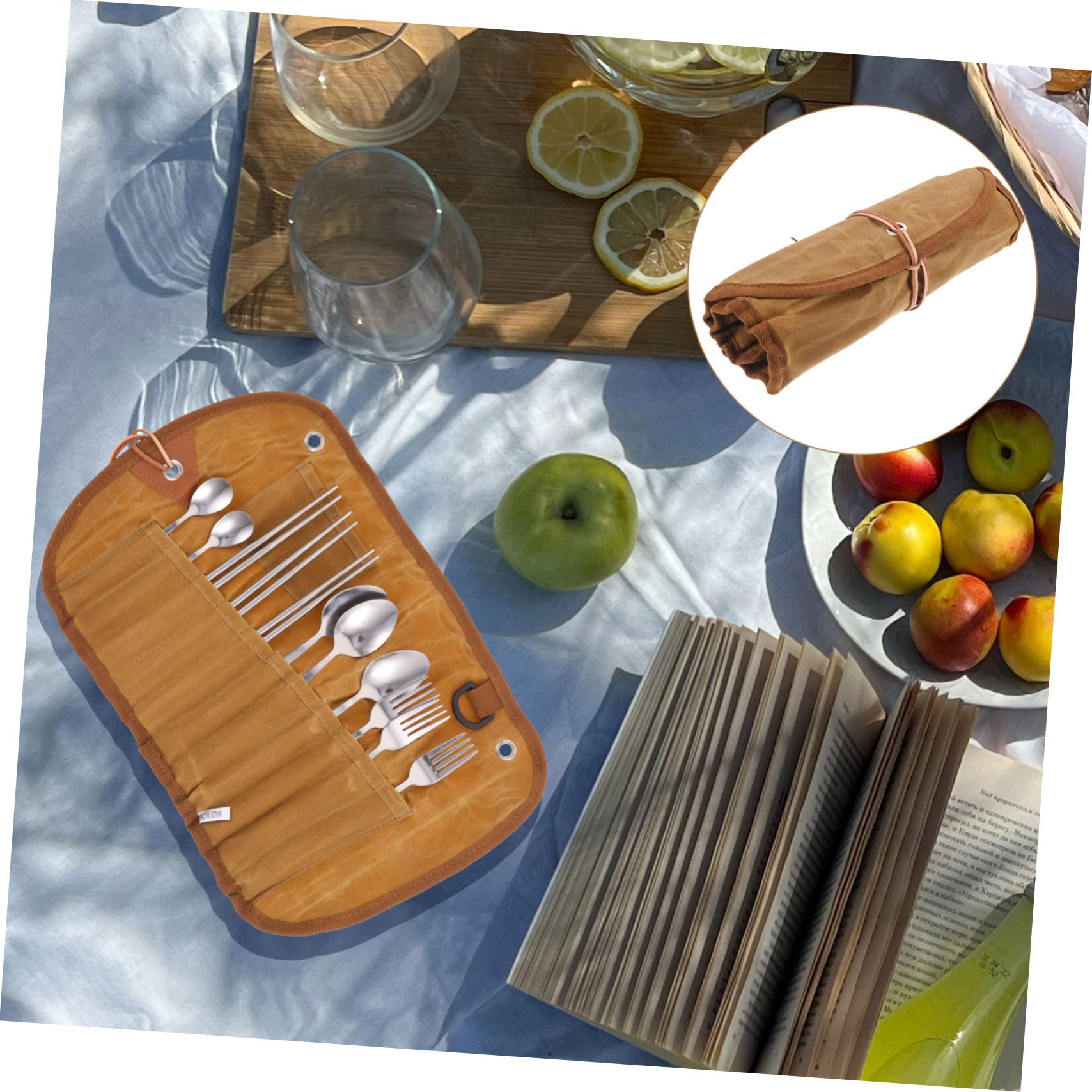 POPETPOP 1 Ensemble De Sac De Rangement Pour Couverts De Camping, Ustensiles De Camping, Sac à Couverts Portable, Fournitures De Camping, Pochette Pliable Pour Ustensiles De Cuisine De Camping