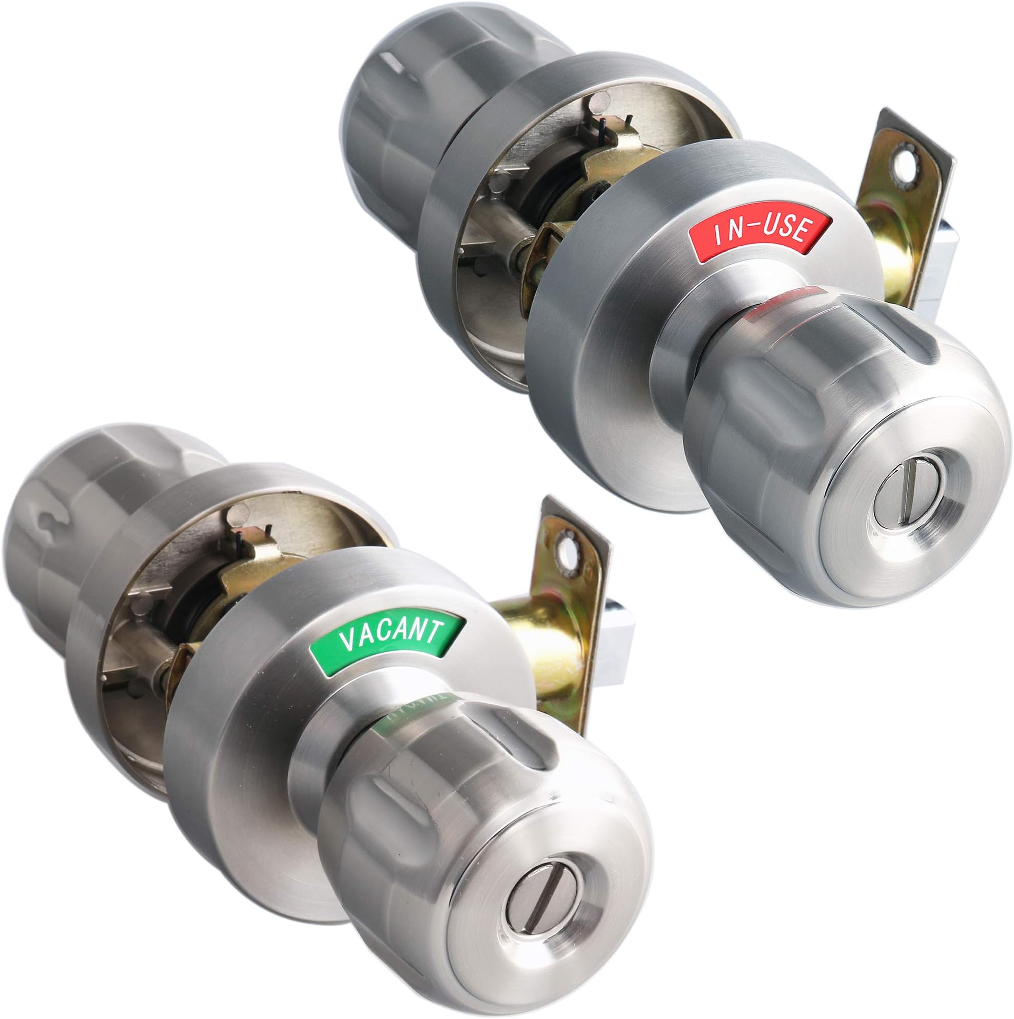 Men and Women Bathroom Privacy Door Knob Lock with Large Indicator, Twin Pack, Thumbturn Lock, ANSI Grade2, for Office Home Apartment Airbnb Restrooms