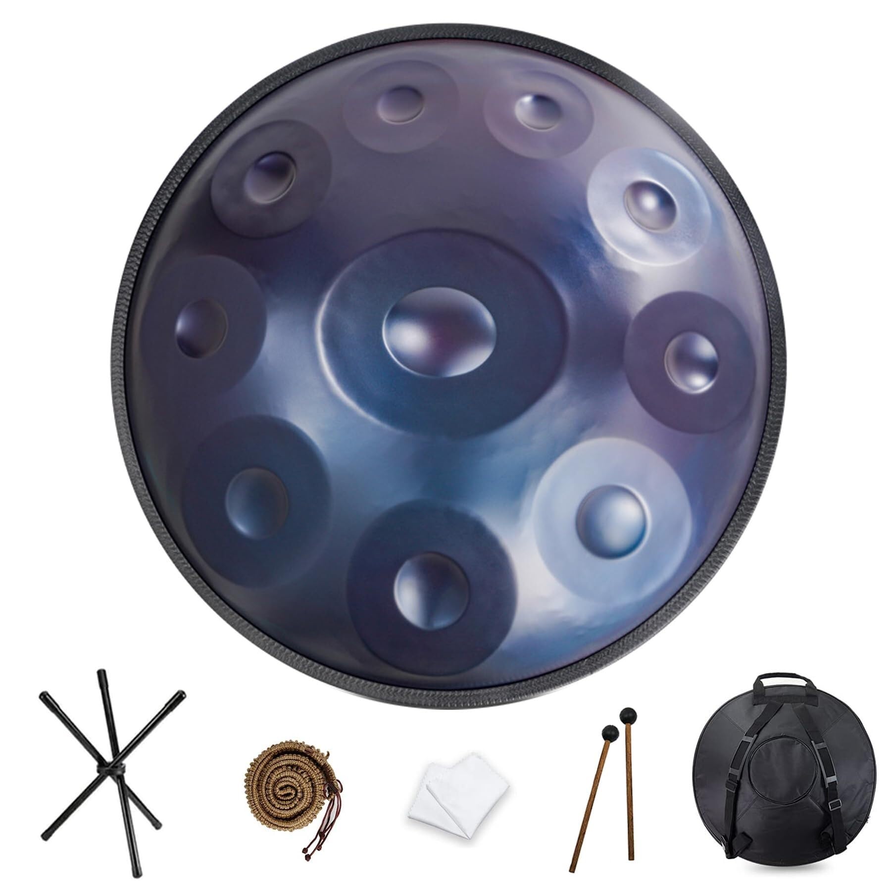 HANDPAN DRUM 9/10/12 Notes Handpan En Acier 440 Hz/432 Hz Instrument De Tambour À Main En Acier 22 Pouces En Ré Mineur Percussion Harmonique For La Guérison Sonore, La Méditation Personnelle (
