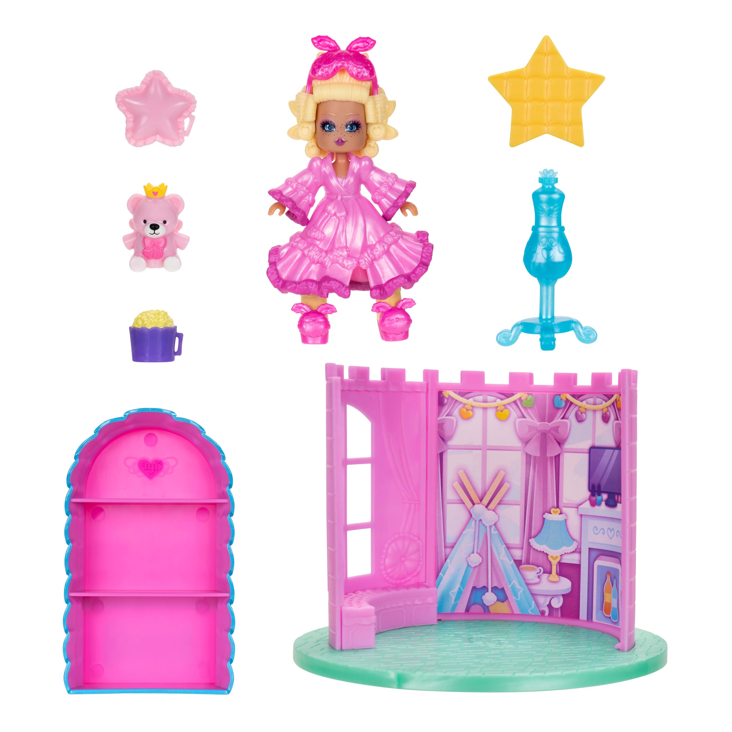 Royale High Juego de dormitorio - 1 muñeca, 5 accesorios - Se adapta al interior del castillo - Código de artículo virtual incluido - A partir de 5 años