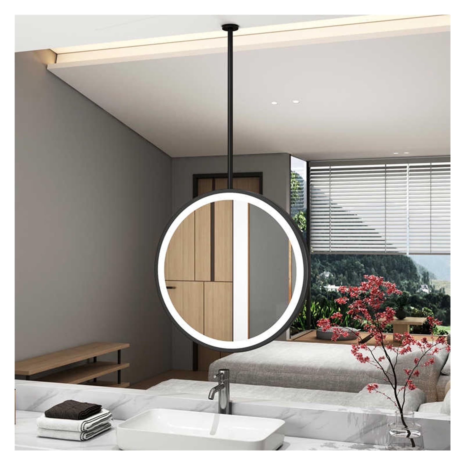 Miroir rond LED rotatif 360° pour sublimer l'entrée et les toilettes