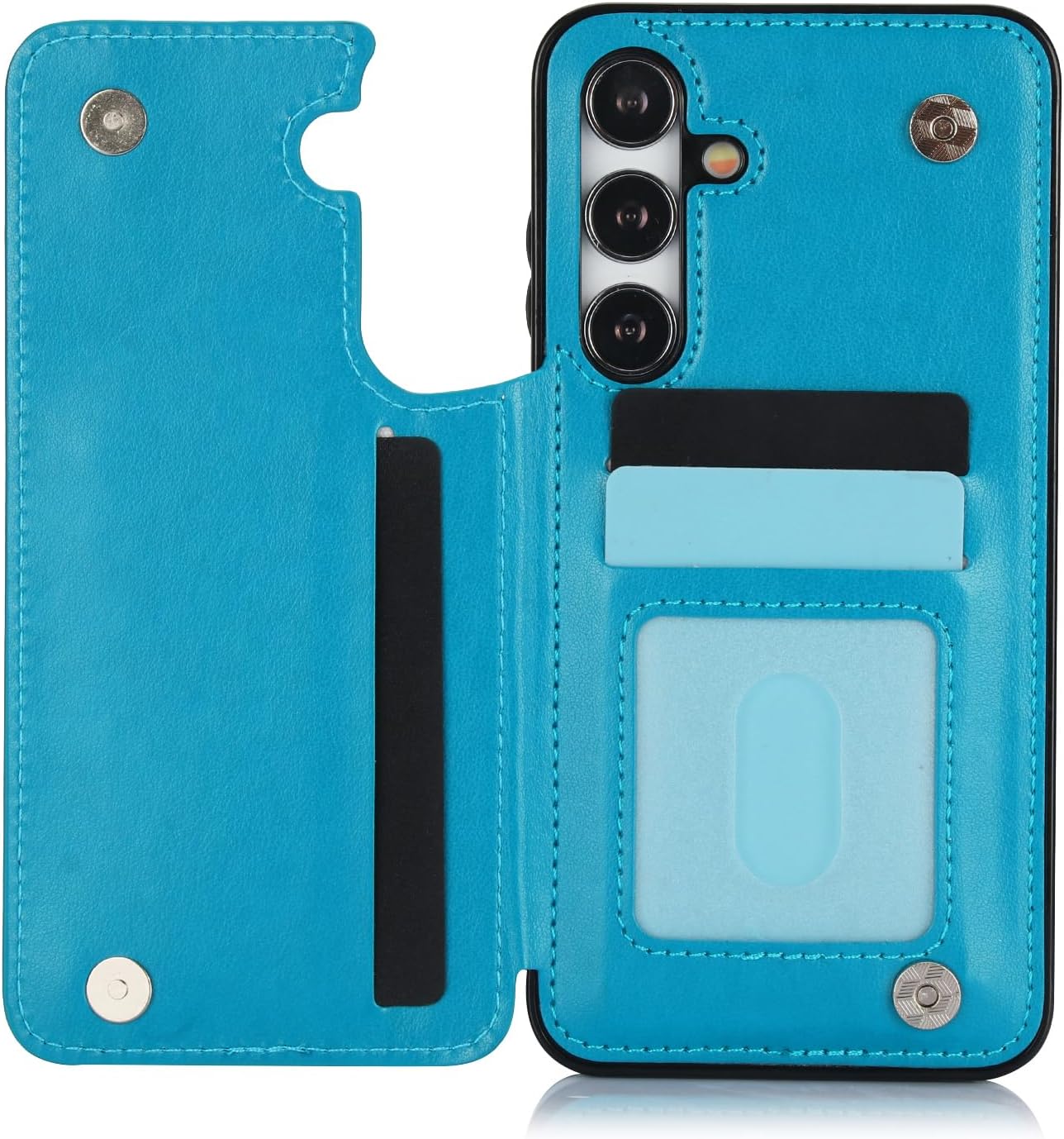 Asuwish Phone Case for Samsung Galaxy S25 FE 5G with Tempered Glass Screen Protector and Card Holder Wallet Cover Stand Flip Leather Cell Accessories S 25 EF S25FE 25S SM-S731B Women Men Blue