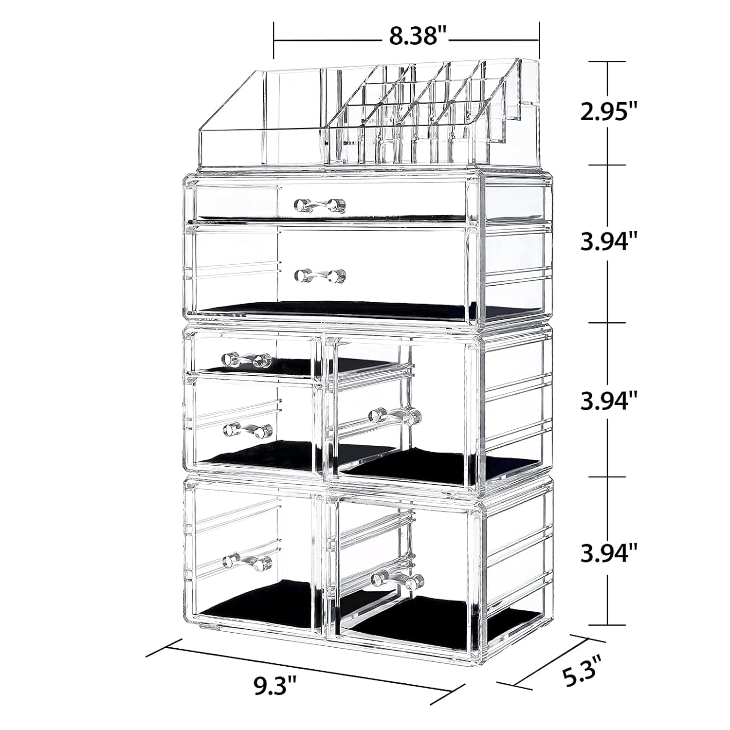 InnSweet Makeup Organizer Acrylic Cosmetic Storage Drawers and Jewelry Display Box, 4 Pieces Makeup Holders, Clear : Beauty & Personal Care