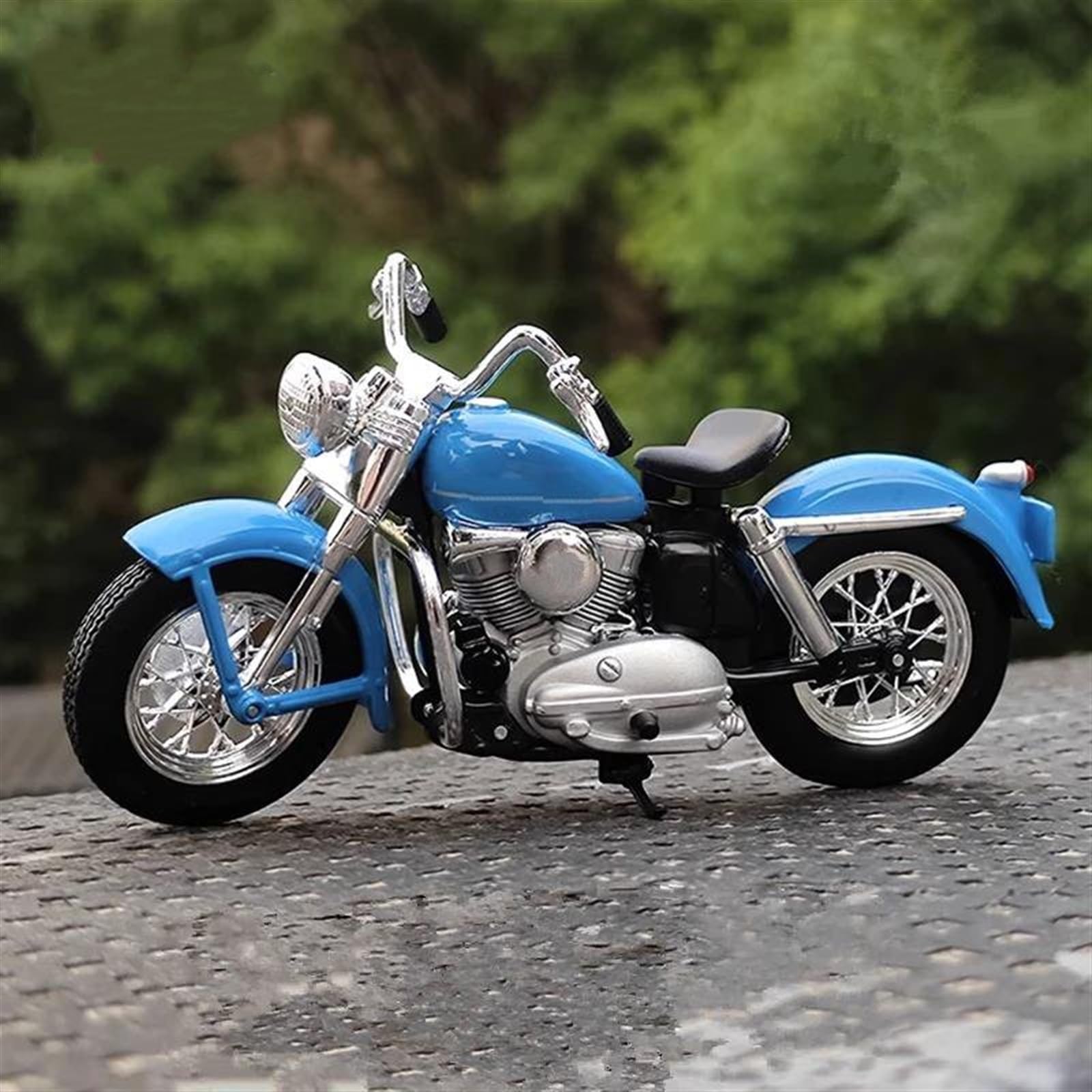 SEYXF Motorbike Toy 1:18 for Harley for Davidson 1952K Motorcycle Model Simulation Diecasts Metal Toys Gift(Blue Retail Box)