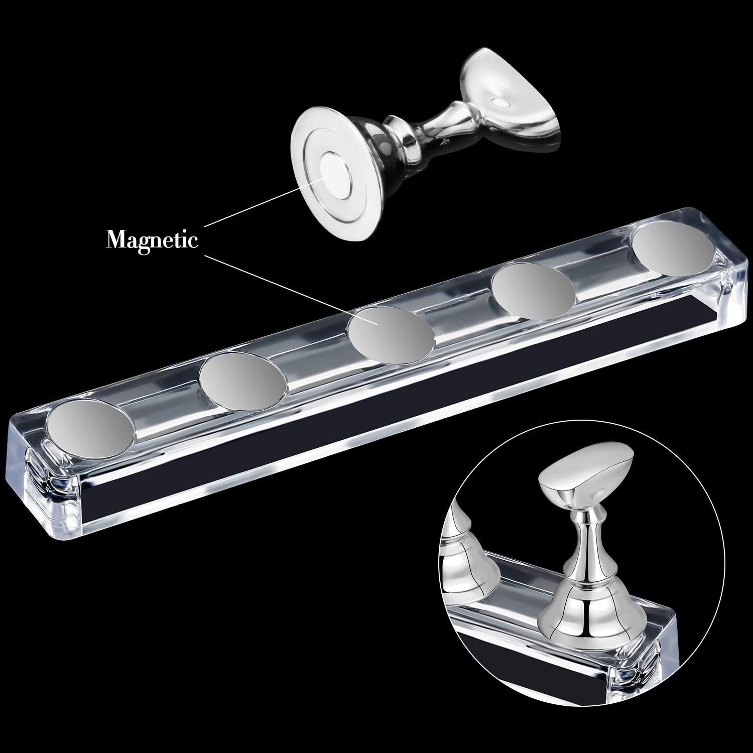 Juego de 2 soportes magnéticos para uñas acrílicas y acrílicas, soporte para exhibición de uñas, capacitación, práctica, 96 unidades, masilla adhesiva reutilizable blanca 2
