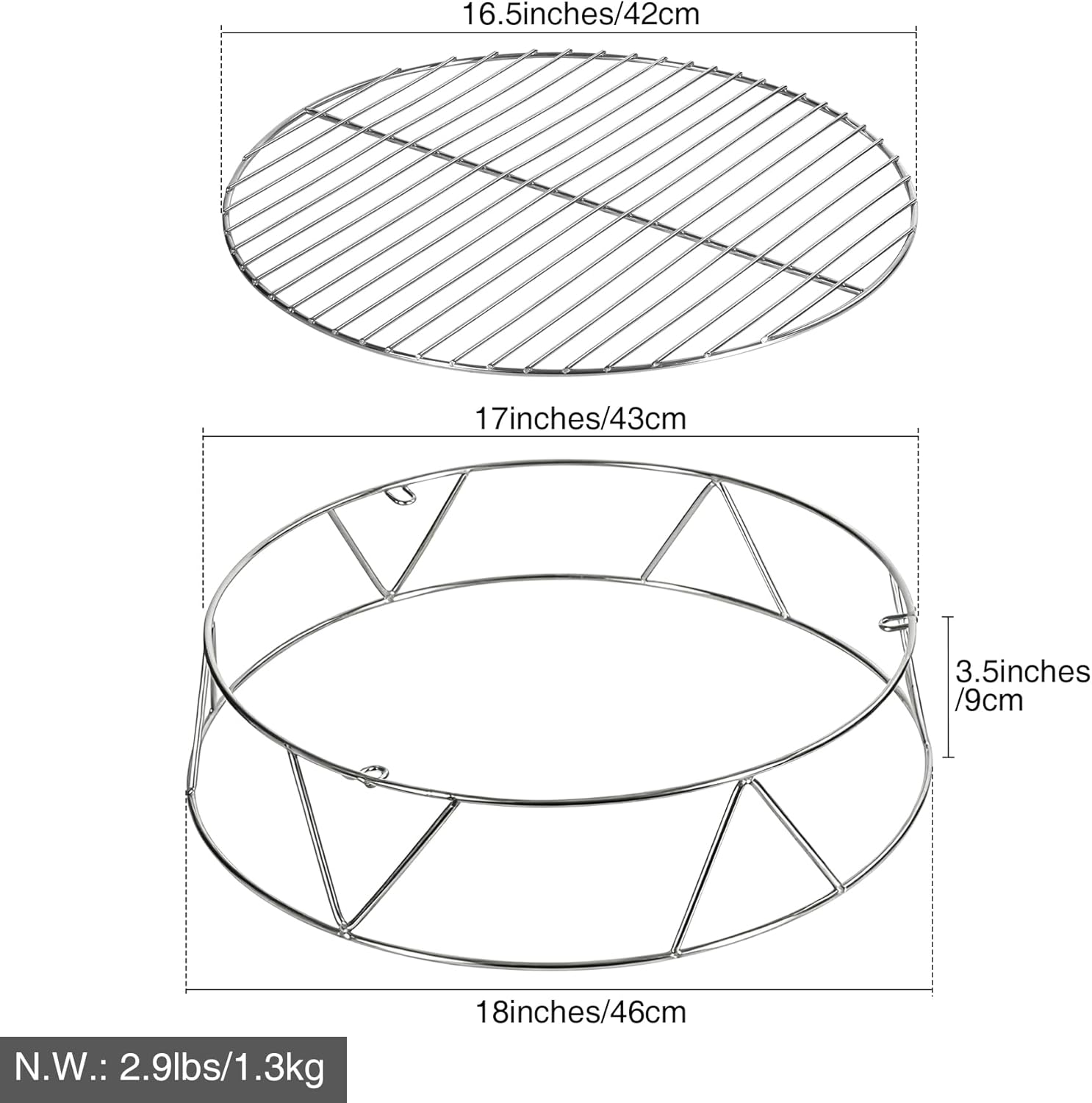 REDCAMP Campfire Grill Grate Top Shield for Solo Stove Bonfire 19.5'' Fire Pit, Stainless Steel Fire Pit Stand and Grill Cooking Grate,Round Cooking Grill Grate for Outdoor BBQ Campfire Picnic Party