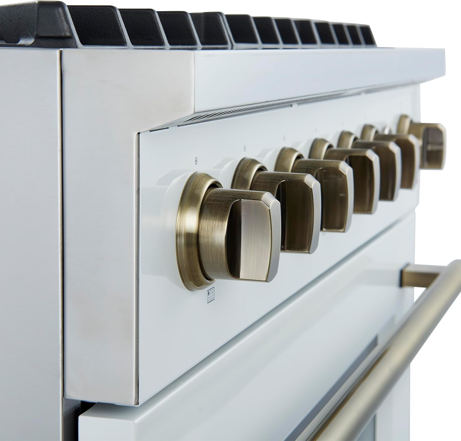 Forno Marco 36 Inch Gas Range with Antique Brass Accents, 6 Sealed Burners 67,000 BTU, Large 5.36 cu.ft. Convection Oven with Temperature Gauge, Professional Freestanding Kitchen Stove - White