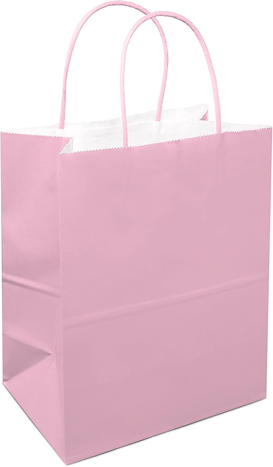 Bеѕt Quаlіtу 🔥 24 Counts Food Safe Premium Paper and Ink Medium 10” X 8”, Vivid Colored Kraft Bag with Colored Sturdy Handle, Perfect for Goodie Favor DIY Bag, Environmentally Safe (Medium, Light Pink)