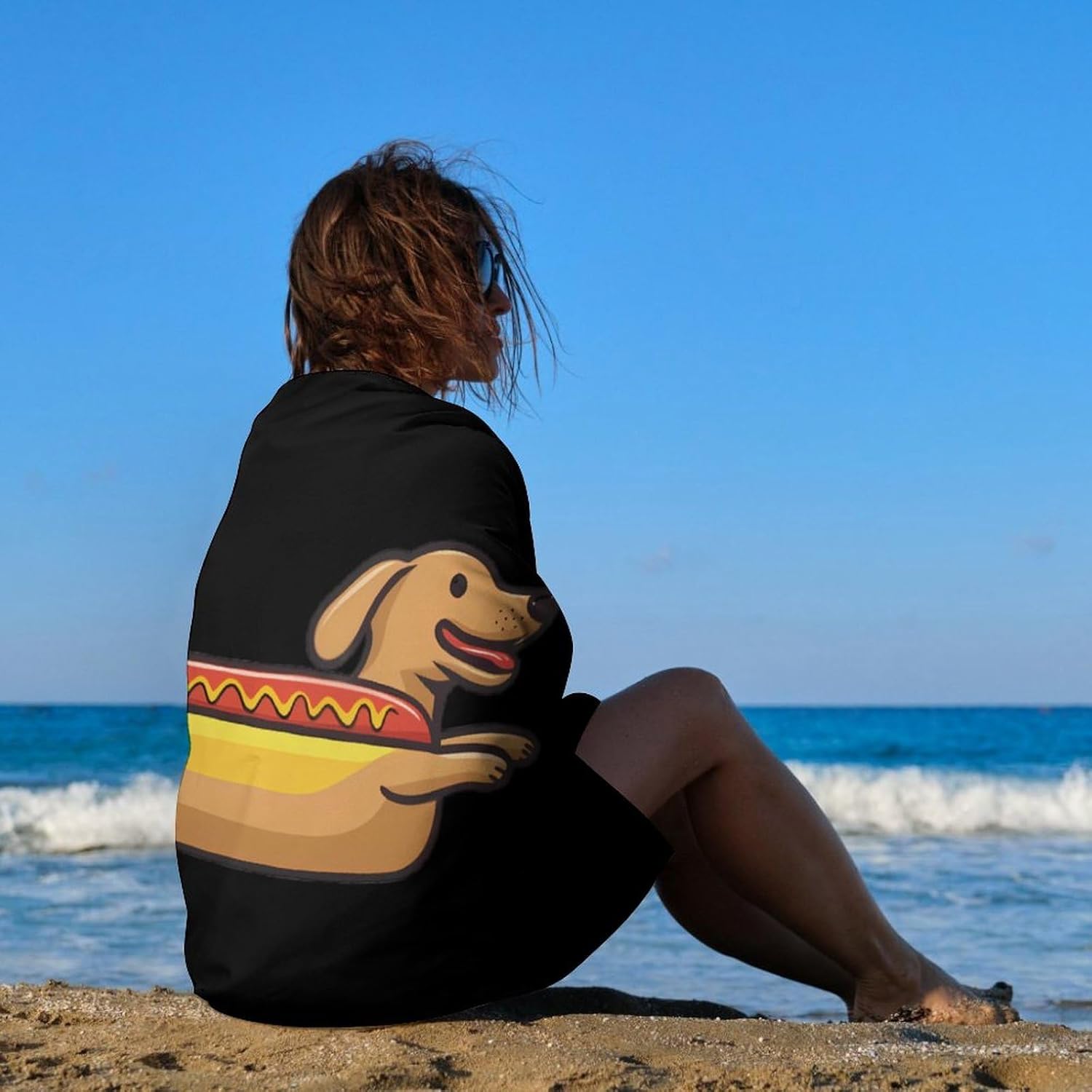 Dachshund Hot Dog Oversized Beach Towel Soft Absorbent Pool Bath Swim Towels for Adults Travel Vacation Gifts 130x80cm